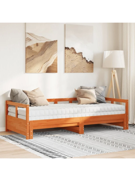 Válenda s přistýlkou a matracemi voskově hnědá 90x190 cm