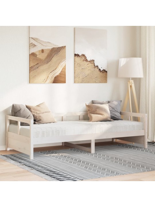 Válenda s matrací bílá 80 x 200 cm masivní borovice