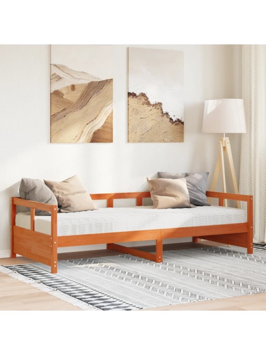 Válenda s matrací voskově hnědá 80 x 200 cm masivní borovice