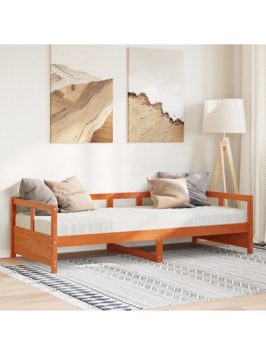 Válenda s matrací voskově hnědá 90 x 190 cm masivní borovice