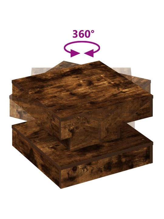 Konferenční stolek otočný o 360º kouřový dub 50 x 50 x 34,5 cm