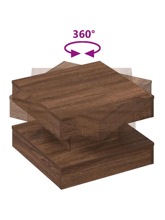 Konferenční stolek otočný o 360º hnědý dub 50 x 50 x 34,5 cm