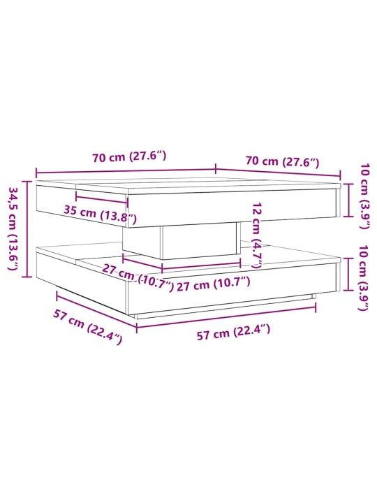 Konferenční stolek otočný o 360º betonově šedý 70x70x34,5 cm