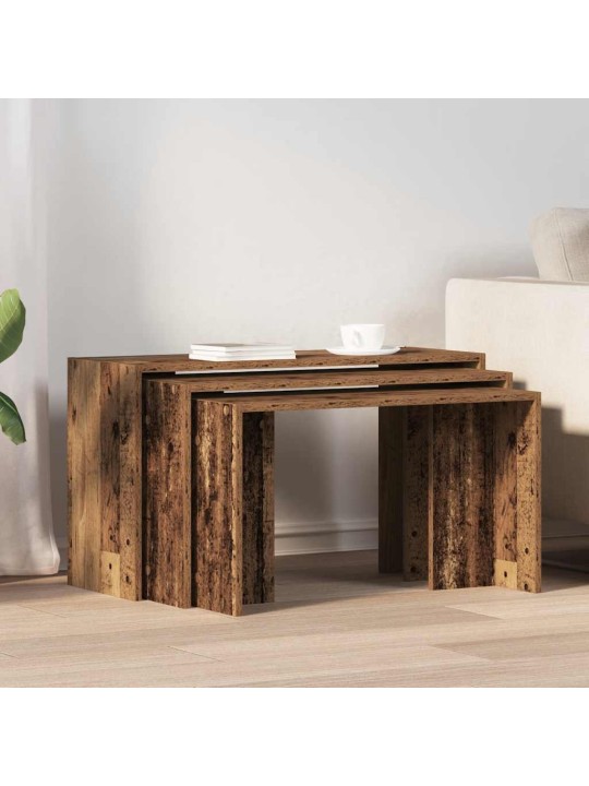 Hnízdové stolky 3 ks old wood kompozitní dřevo