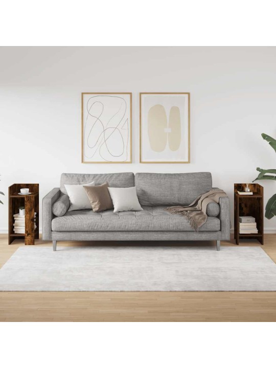 Odkládací stolky s policí 2 ks kouřový dub 25,5x27x60 cm