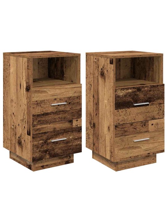 Noční stolky 2 ks se 2 zásuvkami old wood 36 x 36 x 68 cm