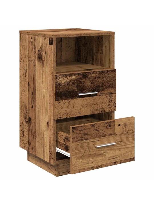 Noční stolky 2 ks se 2 zásuvkami old wood 36 x 36 x 68 cm