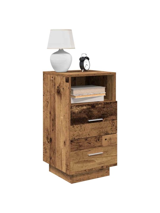 Noční stolky 2 ks se 2 zásuvkami old wood 36 x 36 x 68 cm