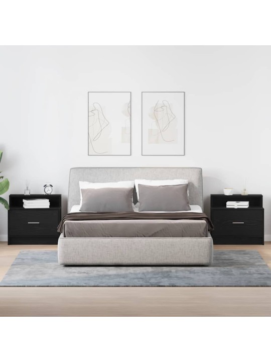 Noční stolky se zásuvkou 2 ks černý dub 51x31x47 cm