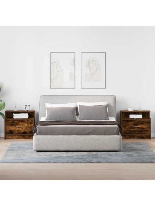 Noční stolky se zásuvkou 2 ks kouřový dub 51x31x47 cm