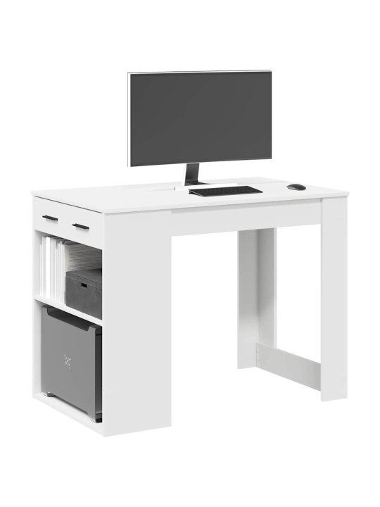 Psací stůl se zásuvkou a policí bílý 102x62x77,5 cm kompozit