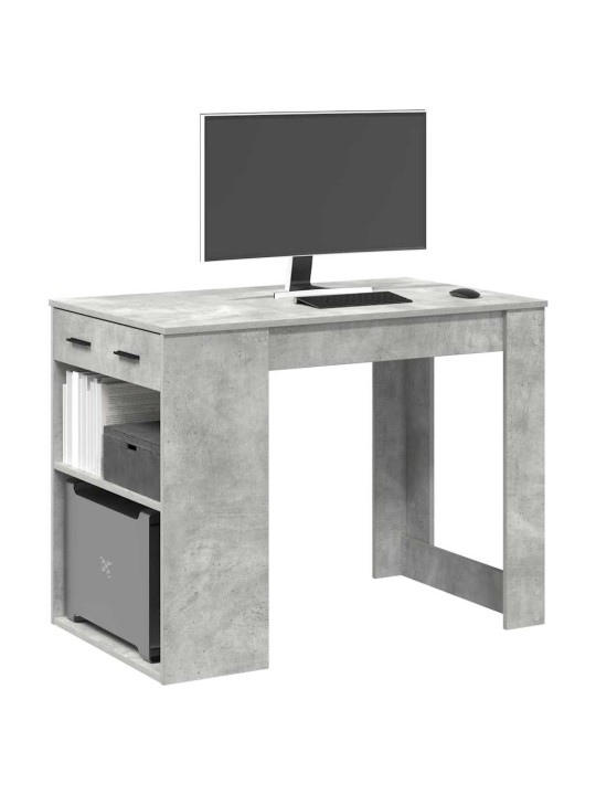 Psací stůl se zásuvkou a policí betonově šedý 102x62x77,5 cm