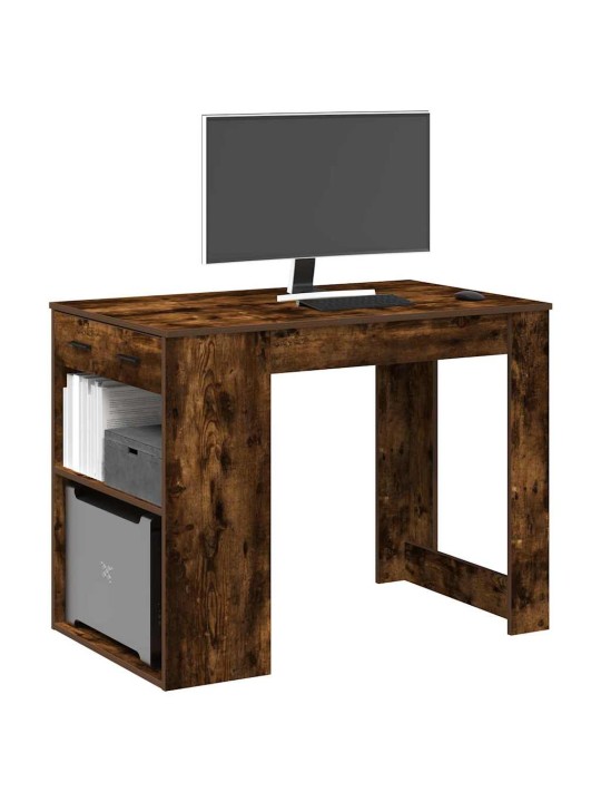 Psací stůl se zásuvkou a policí kouřový dub 102x62x77,5 cm