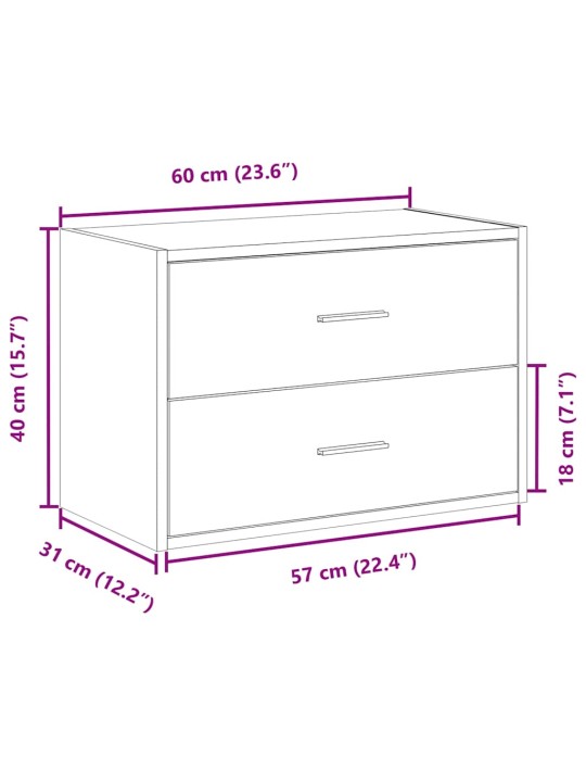Vida skříňka s 2 zásuvkami betonově šedá 60x31x40 cm kompozitní dřevo