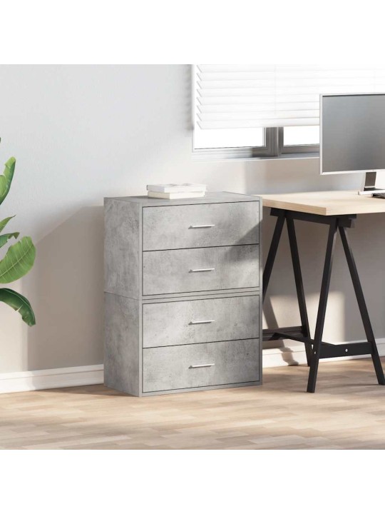 Vida skříňky s 2 zásuvkami 2 ks betonově šedá 60x31x40 cm kompozit