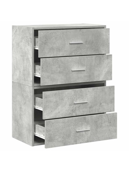 Vida skříňky s 2 zásuvkami 2 ks betonově šedá 60x31x40 cm kompozit