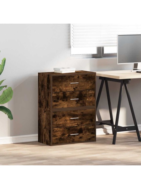 Vida skříňky s 2 zásuvkami 2ks kouřový dub 60x31x40cm kompozitní dřevo