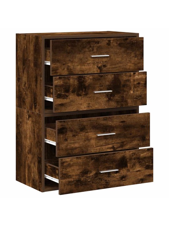 Vida skříňky s 2 zásuvkami 2ks kouřový dub 60x31x40cm kompozitní dřevo