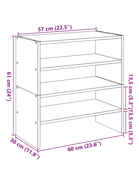 Stohovatelné botníky 2 ks kouřový dub 60x30x30,5 cm