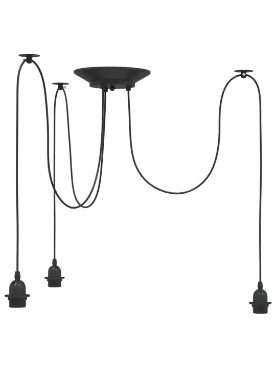 Závěsné svítidlo se 3 držáků lamp e27 černé metal
