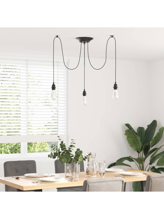 Závěsné svítidlo se 3 držáků lamp e27 černé metal