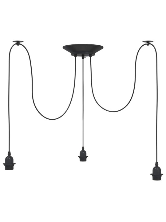 Závěsné svítidlo se 3 držáků lamp e27 černé metal