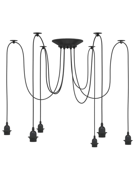 Závěsné svítidlo se 6 držáků lamp e27 černé metal