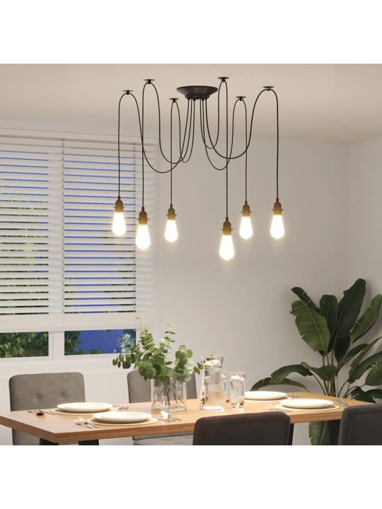 Závěsné svítidlo se 6 držáků lamp e27 černé metal
