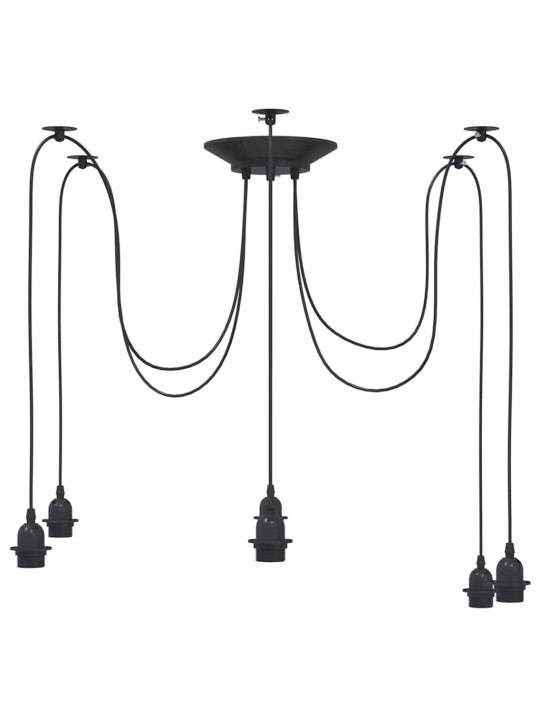 Závěsné svítidlo se 6 držáků lamp e27 černé metal