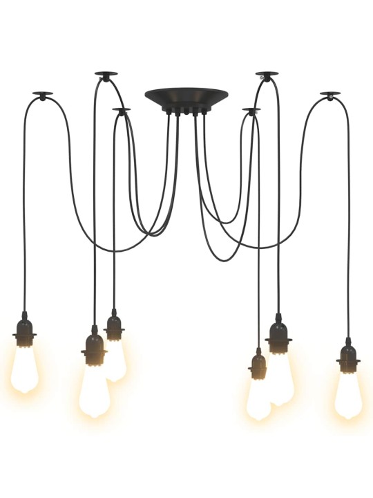 Závěsné svítidlo se 6 držáků lamp e27 černé metal