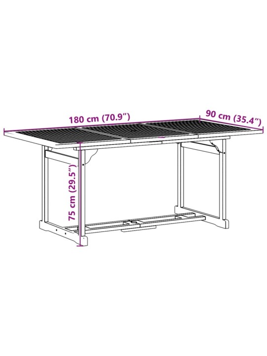 9dílný zahradní jídelní set 180x90x75 cm masivní akáciové dřevo