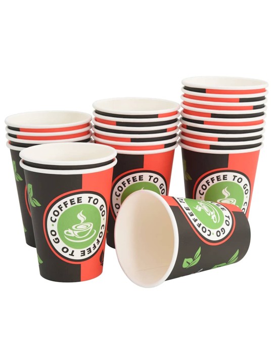 Papírové kelímky na kávu 1000 pcs 12oz 300ml červeno-černý
