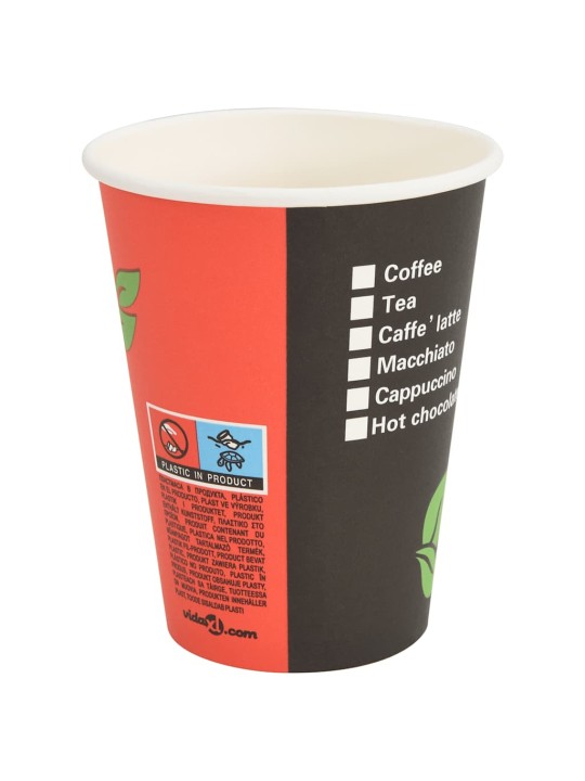 Papírové kelímky na kávu 1000 pcs 12oz 300ml červeno-černý