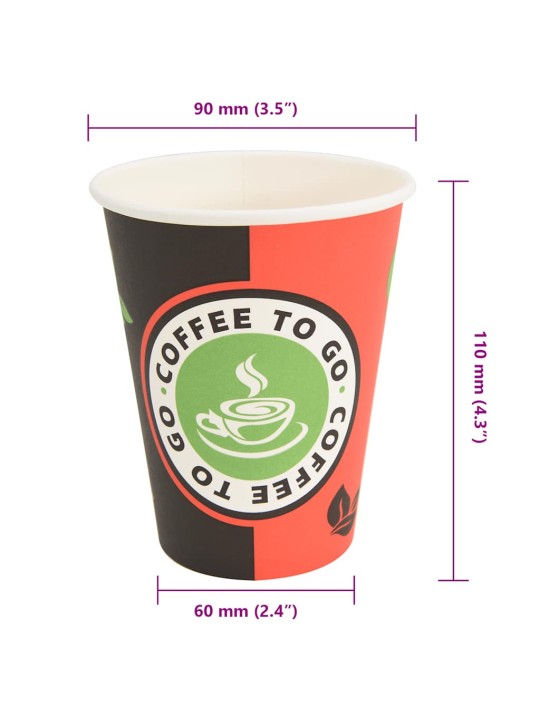Papírové kelímky na kávu 1000 pcs 12oz 300ml červeno-černý