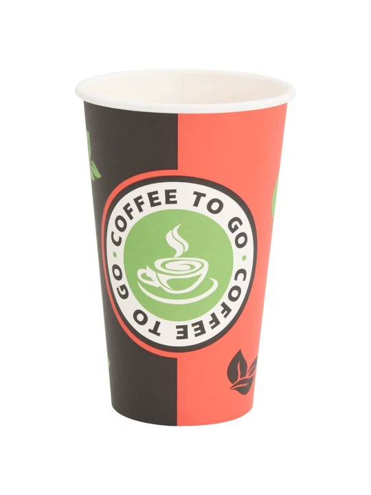 Papírové kelímky na kávu 1000 pcs 16oz 400ml červeno-černý