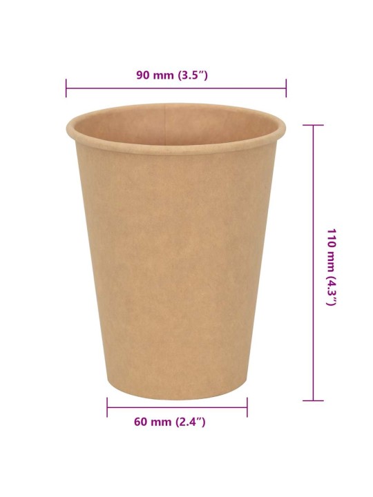 Papírové kelímky na kávu 1000 pcs 12oz 300ml hnědé