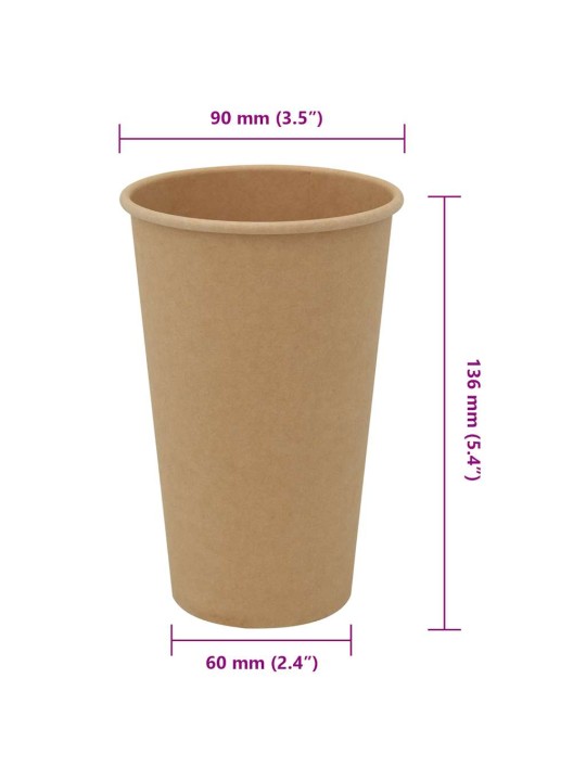 Papírové kelímky na kávu 1000 pcs 16oz 400ml hnědé