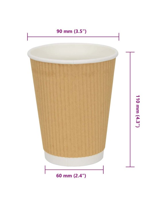 Papírové kelímky na kávu 500 pcs 12oz 300ml hnědé