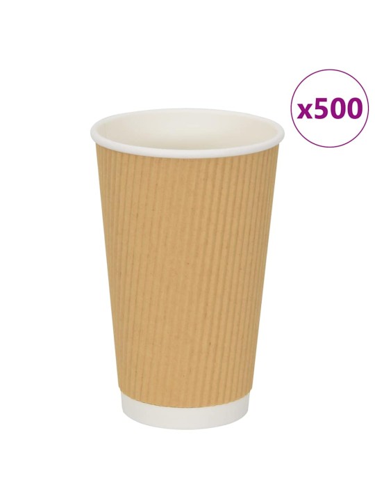Papírové kelímky na kávu 500 pcs 16oz 400ml hnědé