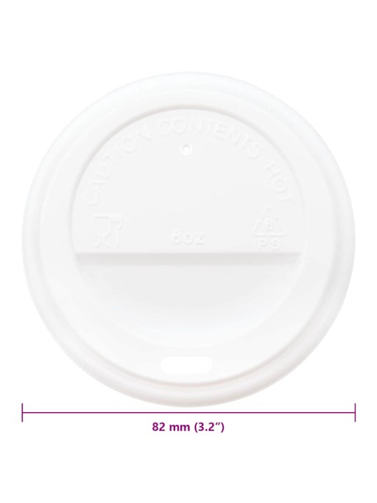Papírové víčka na kávu ø80 mm 8oz 1000 pcs bílé plast