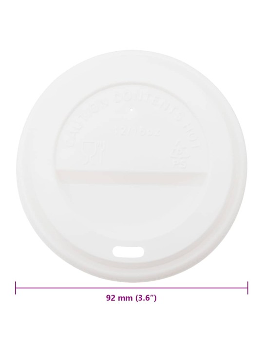 Papírové víčka na kávu ø90 mm 12oz and 16oz 1000 pcs bílé plast