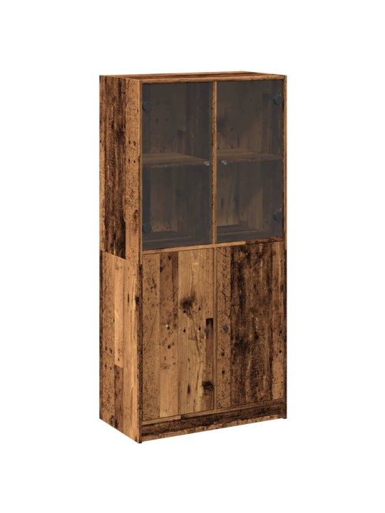 Highboard s dvířky old wood 68 x 37 x 142 cm kompozitní dřevo