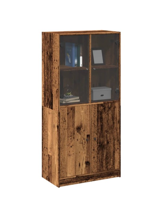 Highboard s dvířky old wood 68 x 37 x 142 cm kompozitní dřevo