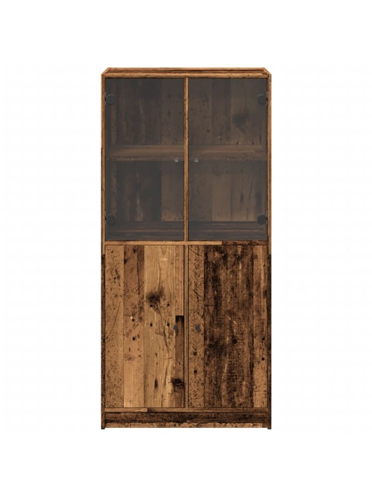 Highboard s dvířky old wood 68 x 37 x 142 cm kompozitní dřevo