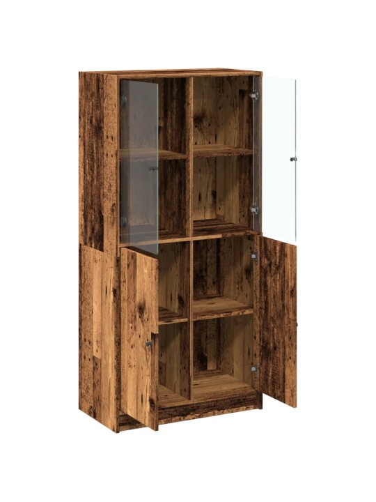 Highboard s dvířky old wood 68 x 37 x 142 cm kompozitní dřevo