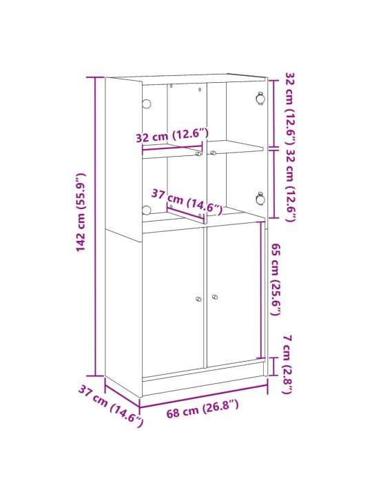 Highboard s dvířky old wood 68 x 37 x 142 cm kompozitní dřevo