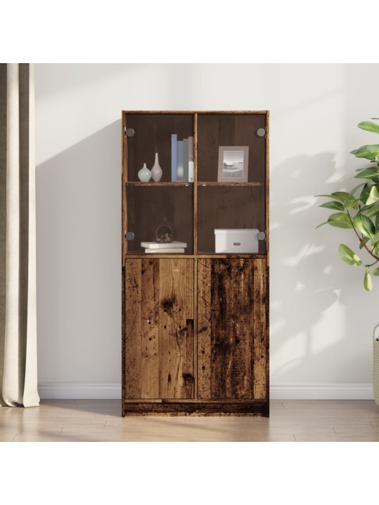 Highboard s dvířky old wood 68 x 37 x 142 cm kompozitní dřevo