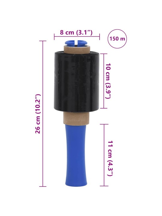 Stretch fólie 10 ks, černá, 23 µm, 10 cm x 150 m
