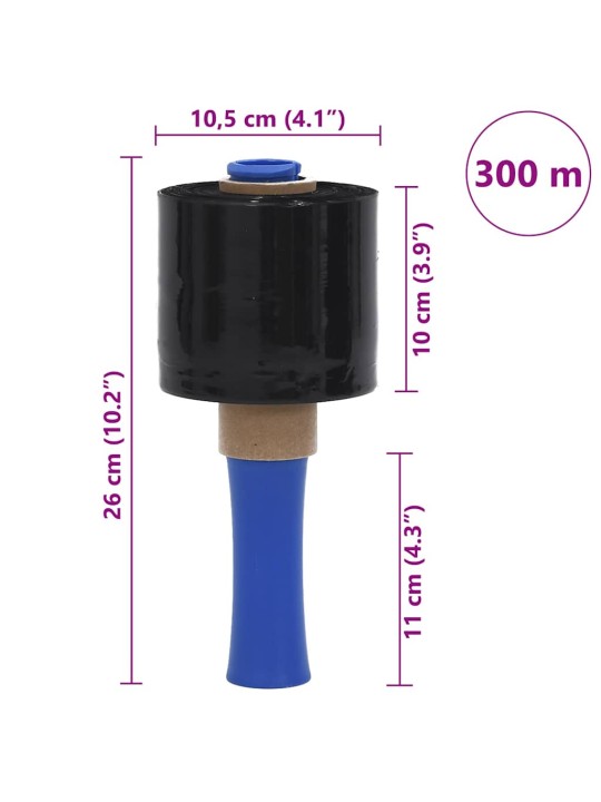 Stretch fólie 10 ks, černá, 23 µm, 10 cm x 300 m