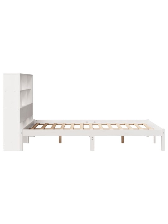 Postel s knihovnou bez matrace bílá 140x190 cm masivní borovice